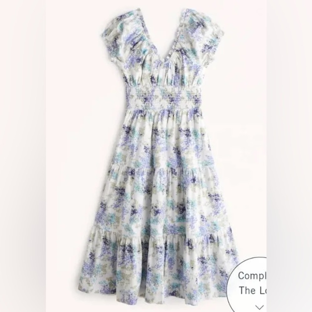 NWT Abercrombie Cap Sleeve Smocked Waist Midi Dress